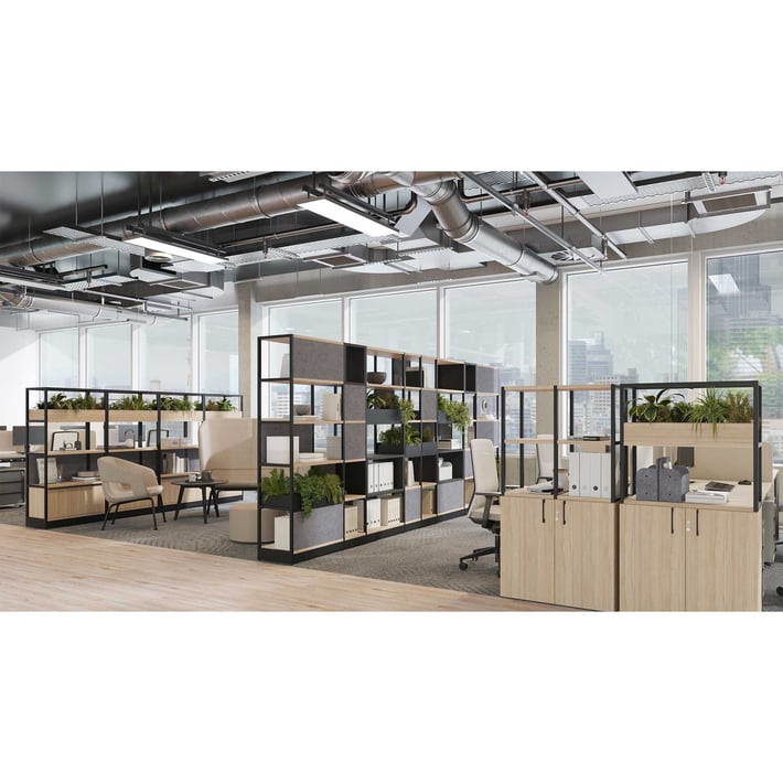 Set Narbutas Combus, 5 shelves and open box, 362 x 400 x 25 x 405 mm, 25 mm particleboard, amber oak