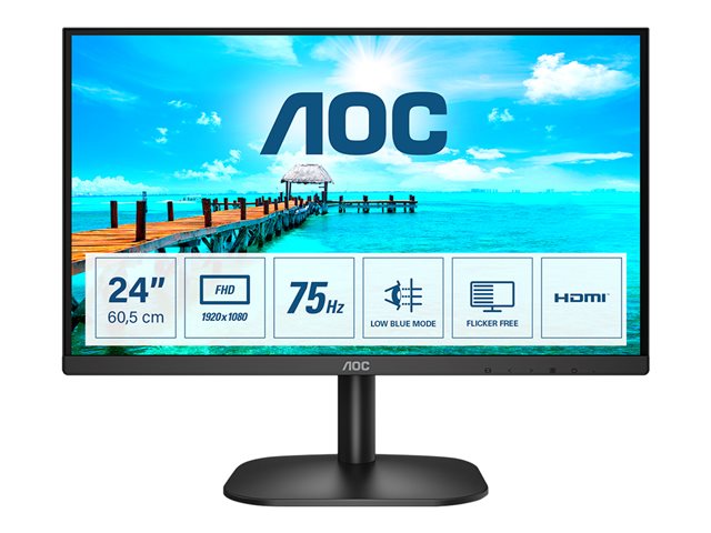 Monitor AOC 24B2XHM2, 23.8'', LED, 1920 x 1080, 250 cd/m2, 4 ms, HDMI, VGA, VA, 16:9, 75 Hz, black