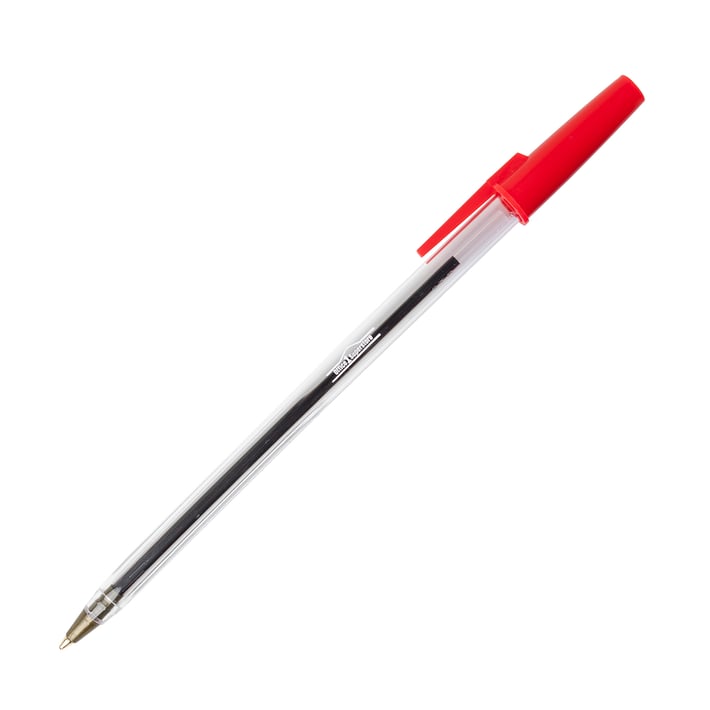 Office 1 Химикалка, 1.0 mm, прозрачен корпус, червена, 4 броя