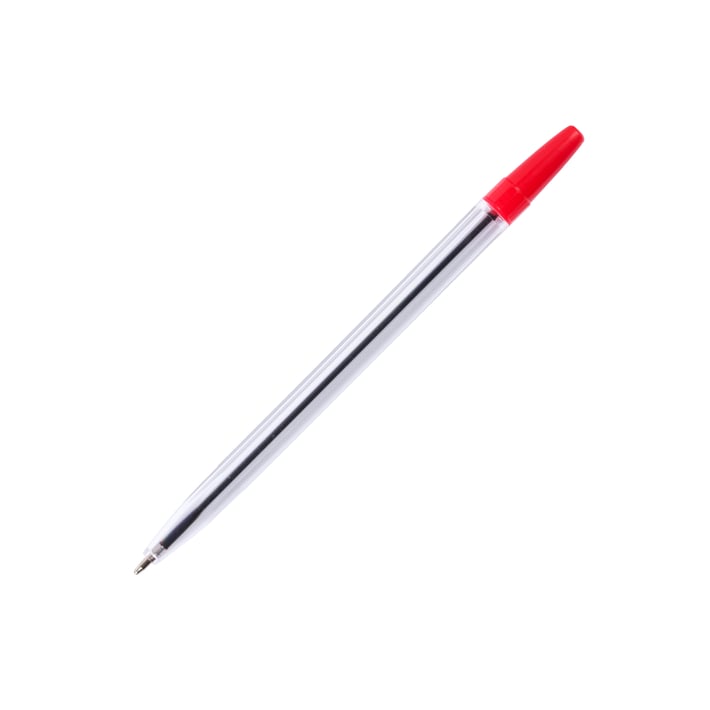 Office 1 Химикалка, 1.0 mm, прозрачен корпус, червена, 4 броя
