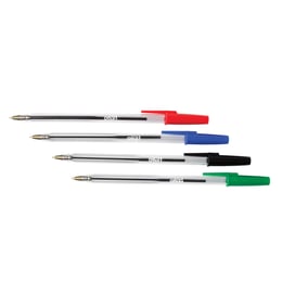 Office 1 Химикалка, 1.0 mm, прозрачен корпус, асорти, 4 броя