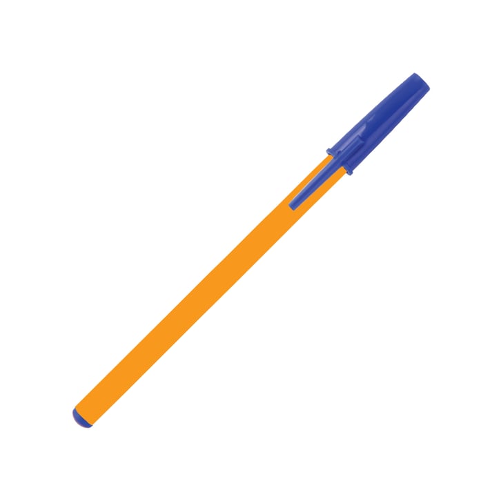 Office 1 Химикалка, 0.7 mm, оранжев корпус, синя, 20 броя