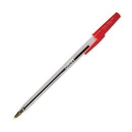 Office 1 Химикалка, 1.0 mm, прозрачен корпус, червена, 10 броя
