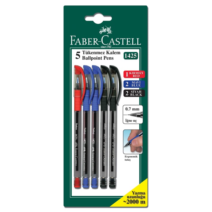 Faber-Castell Химикалка 1425 Fine, асорти, 5 броя
