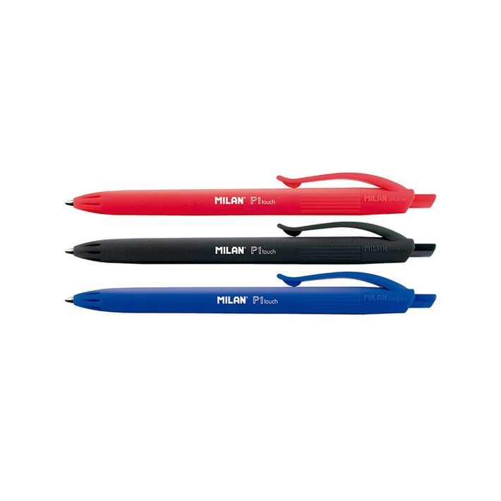 Milan Химикалка P1 Touch, 1.0 mm, 3 цвята, 4 броя в блистер, опаковка 24