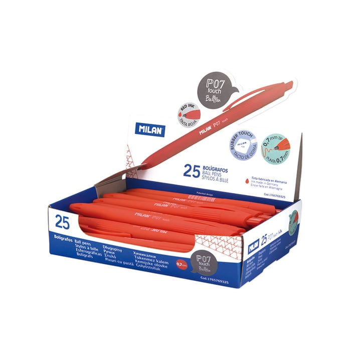 Milan Химикалка P1 Touch, 0.7 mm, червена, 25 броя, опаковка 48