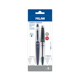 Milan Комплект химикалка и автоматичен молив Capsule, сини, в блистер, 12 броя