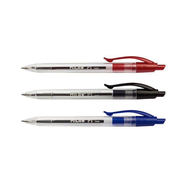 Milan Химикалка P1, автоматична, 3 цвята, 3 броя в блистер