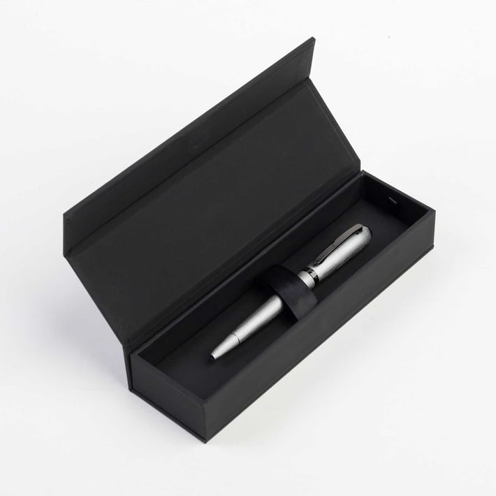 Hugo Boss Химикалка Contour Brushed, в кутия, сребриста