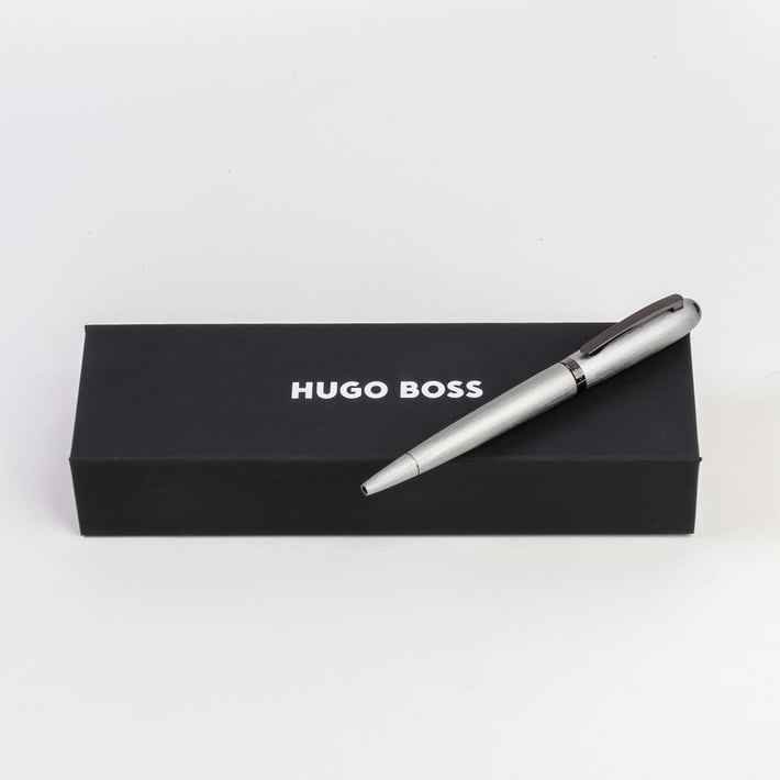Hugo Boss Химикалка Contour Brushed, в кутия, сребриста