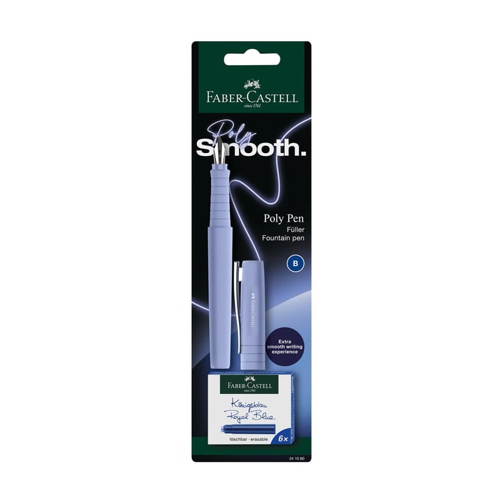 Faber-Castell Писалка Poly, В, с 6 патрончета, асорти