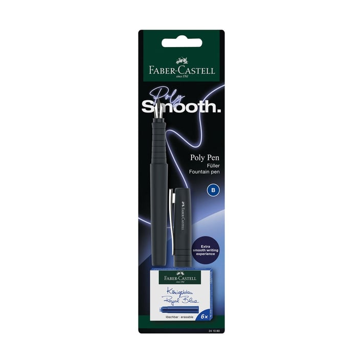 Faber-Castell Писалка Poly, В, с 6 патрончета, асорти