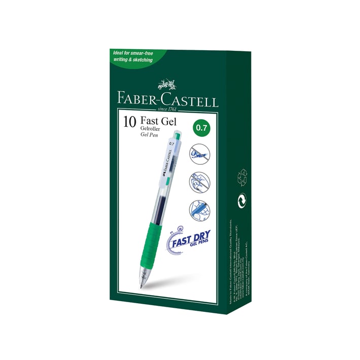 Faber-Castell Ролер Fast Gel, автоматичен, 0.7 mm, зелен