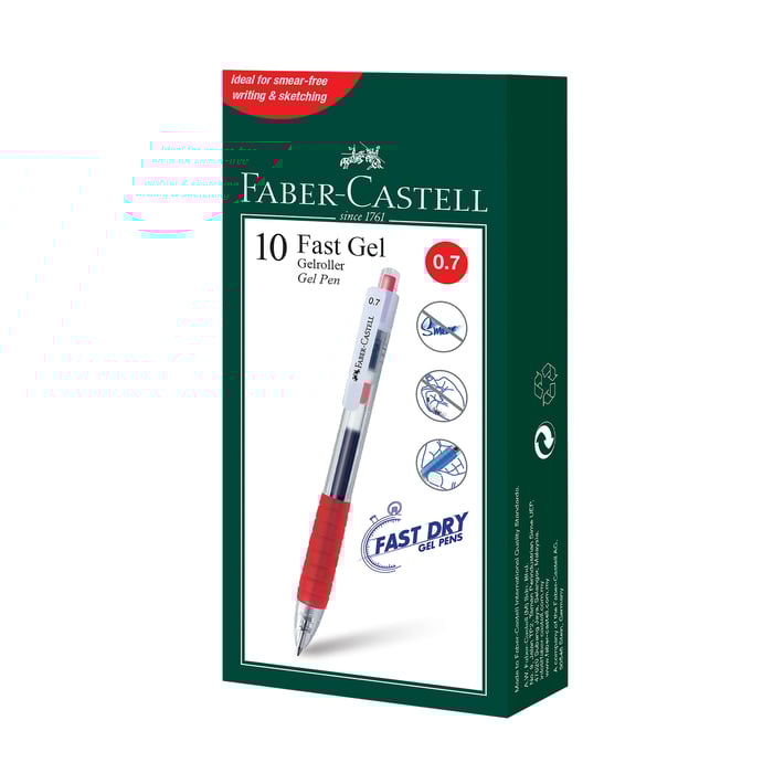 Faber-Castell Ролер Fast Gel, автоматичен, 0.7 mm, червен