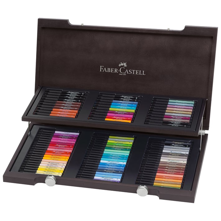 Faber-Castell Маркер-четка Pitt Artist Pen, 90 цвята, в дървена кутия