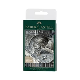 Faber-Castell Маркер-четка Pitt Artist, черно-сива, 8 броя