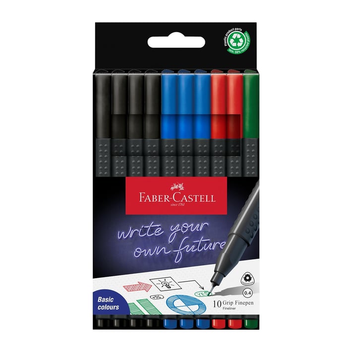 Faber-Castell Тънкописец Grip, 0.4 mm, 10 цвята