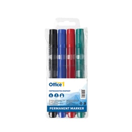 Office 1 Superstore Перманентен маркер, объл, 4 цвята