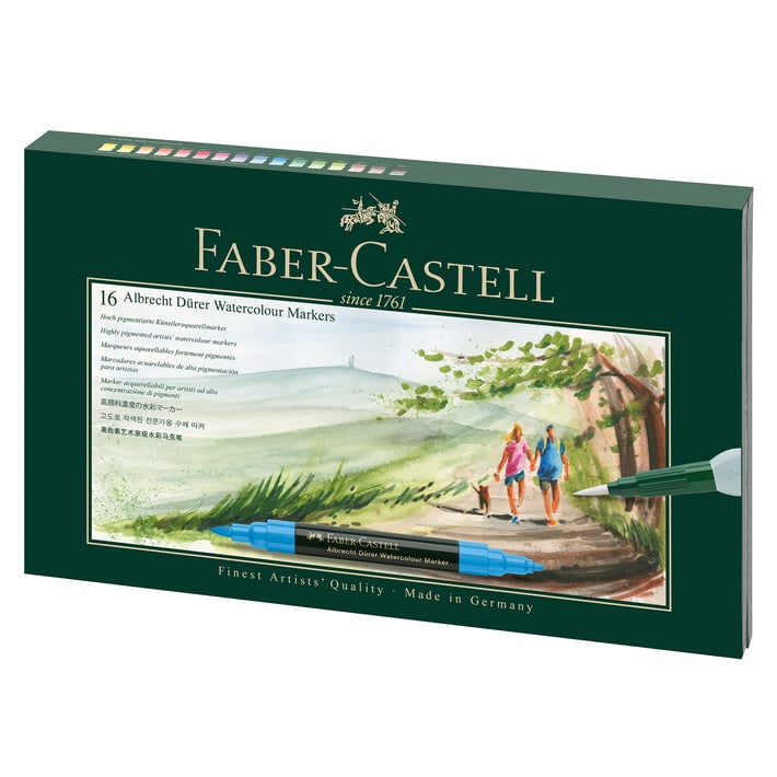 Faber-Castell Акварелен маркер Albrecht Dürer, 16 цвята, в подаръчна кутия