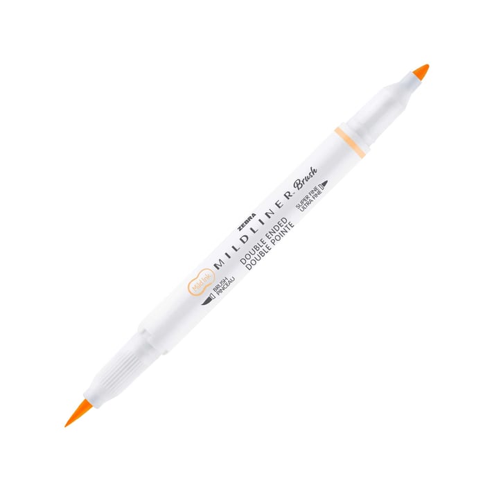 Zebra Маркер-четка Midliner Brush&Marker Fluorescent, оранжев