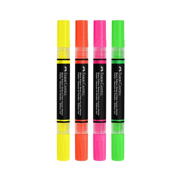 Faber-Castell Акрилен маркер Black Edition, 4 неонови цвята