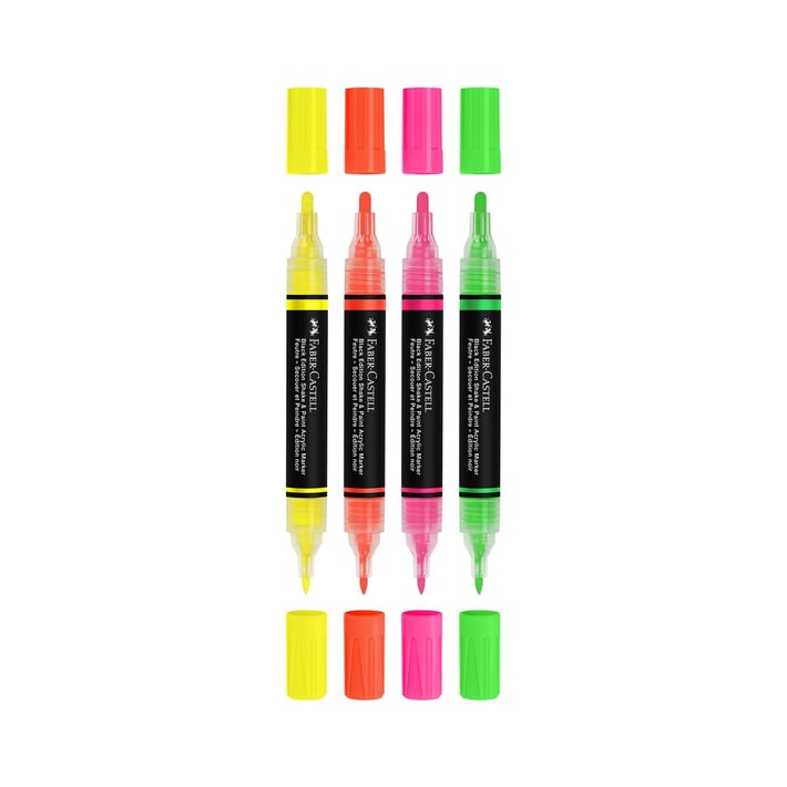 Faber-Castell Акрилен маркер Black Edition, 4 неонови цвята