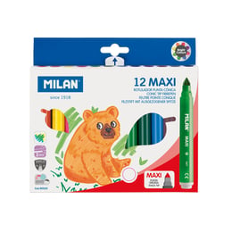 Milan Флумастери Maxi, 12 цвята, опаковка 12