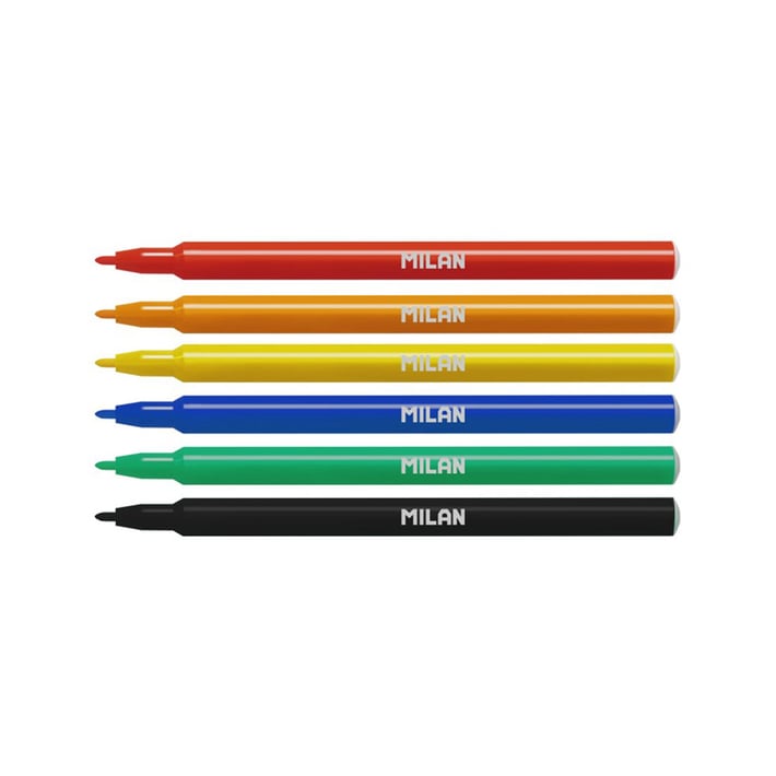 Milan Флумастери, с тънък връх, 6 цвята