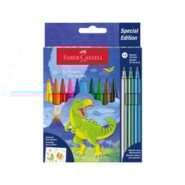 Faber-Castell Флумастери Динозавър, 10 стандартни и 3 металикови цвята