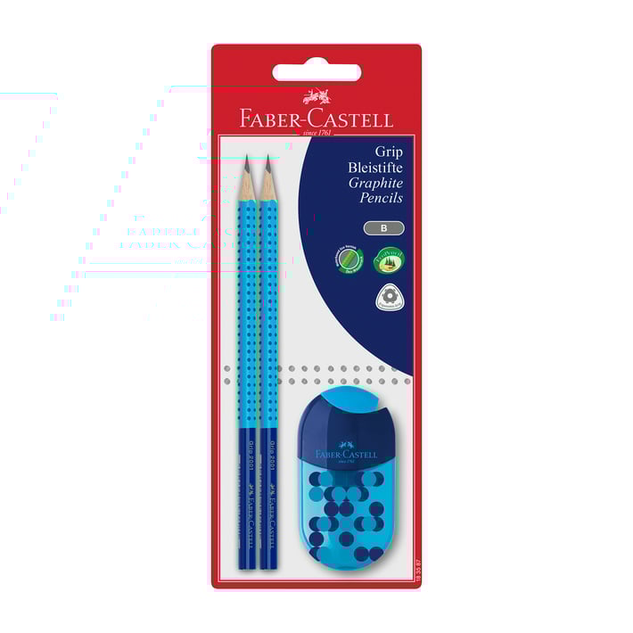 Faber-Castell Моливи Grip 2001, Two Tone, с острилка, микс цветове, 2 броя