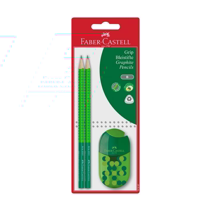 Faber-Castell Моливи Grip 2001, Two Tone, с острилка, микс цветове, 2 броя