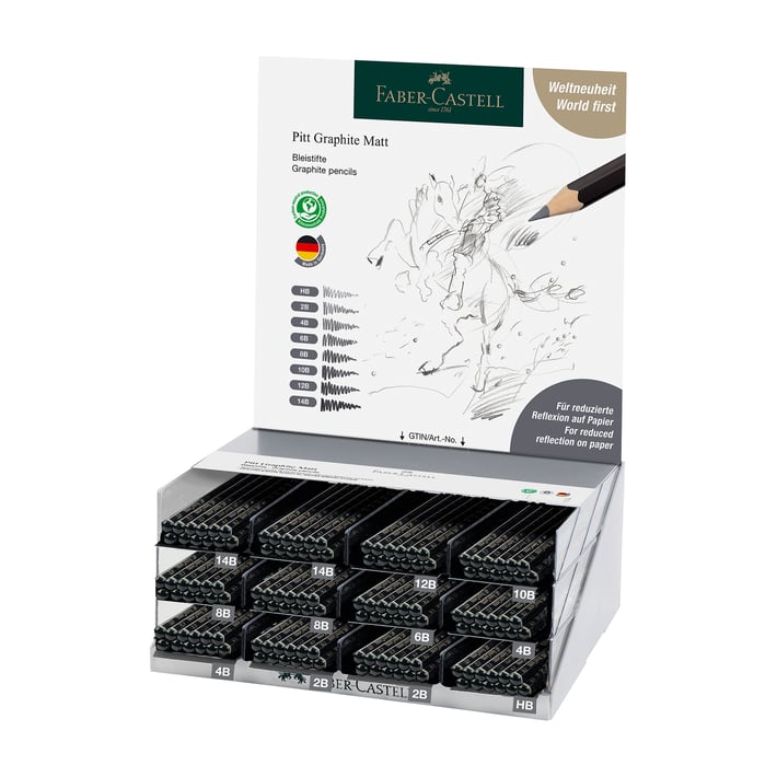 Faber-Castell Моливи Pitt Graphite Matt, чернографитни, 144 броя в дисплей