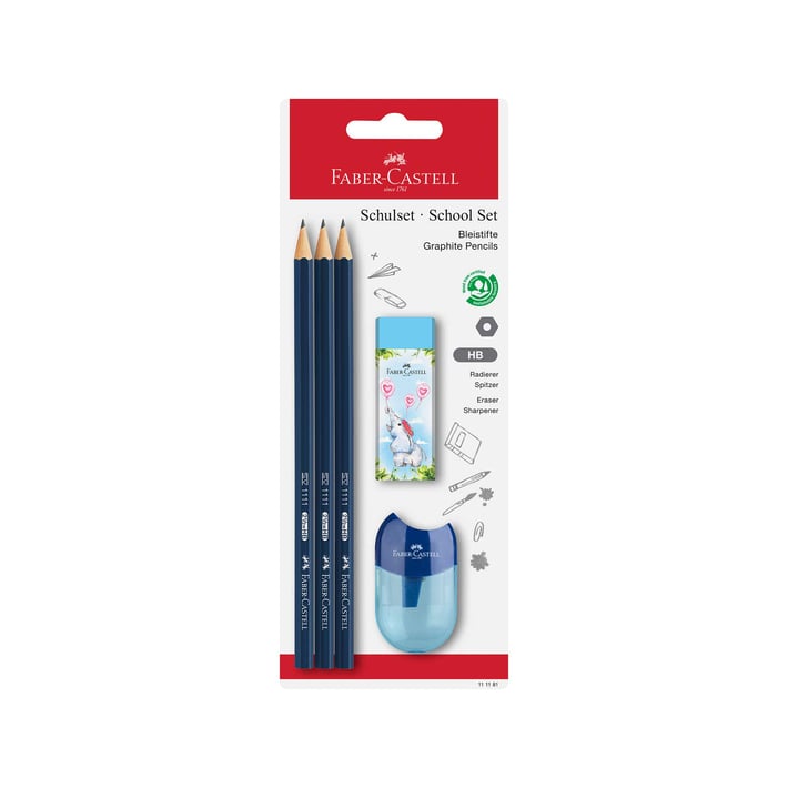 Faber-Castell Комплект моливи, острилка и гума 1111 School Set, асорти