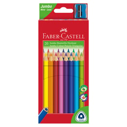 Faber-Castell Цветни моливи Triangular Jumbo, 20 цвята, с включена острилка