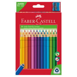 Faber-Castell Цветни моливи Triangular Jumbo, 30 цвята, с включена острилка