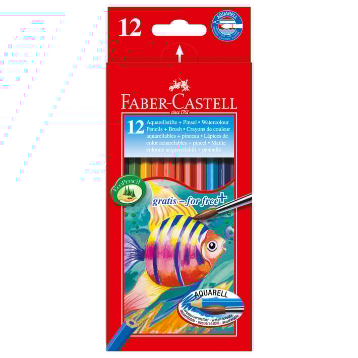 Faber-Castell Цветни моливи, 12 цвята, с включена четка