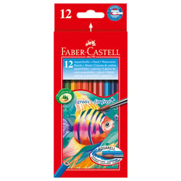 Faber-Castell Цветни моливи, 12 цвята, с включена четка