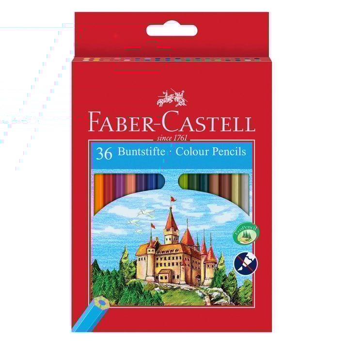 Faber-Castell Цветни моливи Замък, 36 цвята