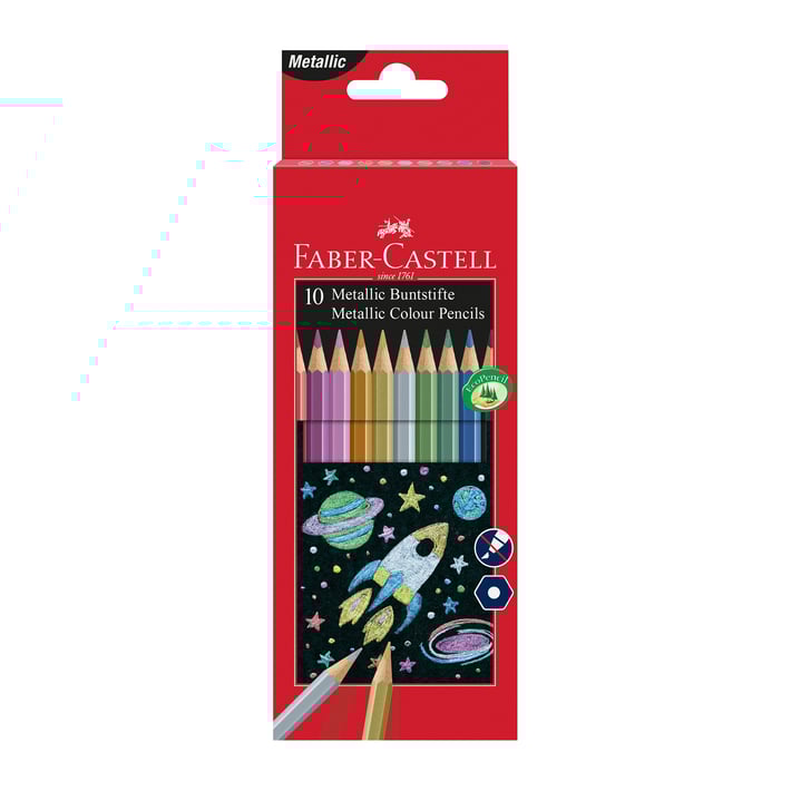 Faber-Castell Цветни моливи, 10 металикови цвята