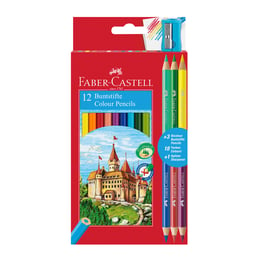 Faber-Castell Цветни моливи Замък, 12 + 6 цвята, с включена острилка