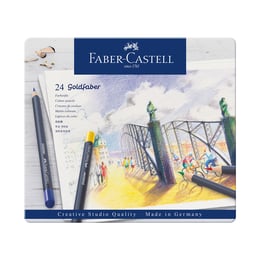 Faber-Castell Цветни моливи Goldfaber, 24 цвята, в метална кутия