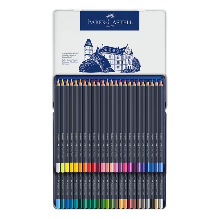 Faber-Castell Цветни моливи Goldfaber, 48 цвята, в метална кутия