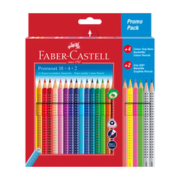 Faber-Castell Акварелни моливи Grip 2001, 18 цветни, 4 неонови, 2 чернографитни