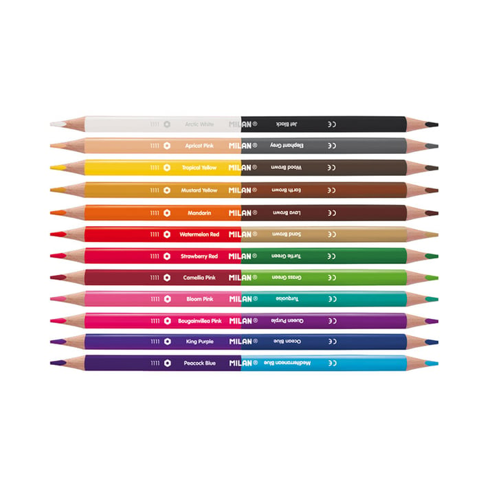 Milan Цветни моливи Triangular Bicolour, 12 броя, 24 цвята