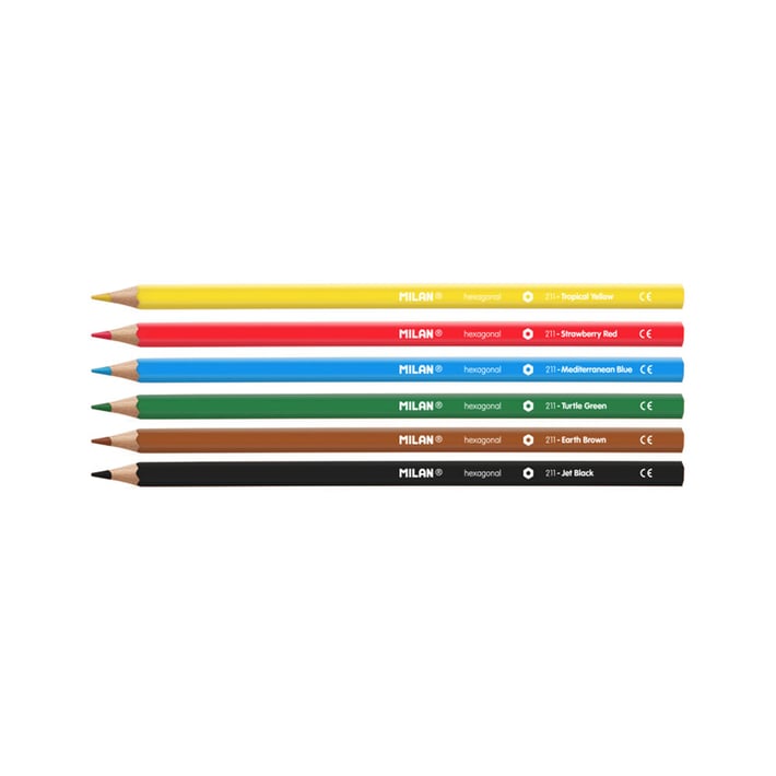 Milan Цветни моливи Hexagonal, 6 цвята, опаковка 24