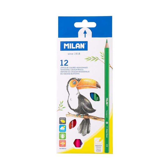 Milan Цветни моливи Hexagonal, 12 цвята, опаковка 12