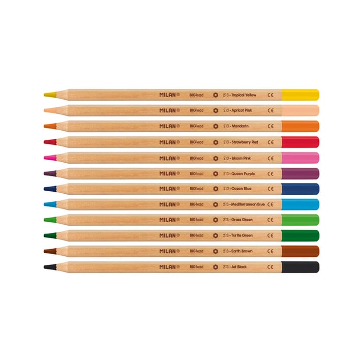 Milan Цветни моливи Big Lead, в метална кутия, 12 цвята, опаковка 12