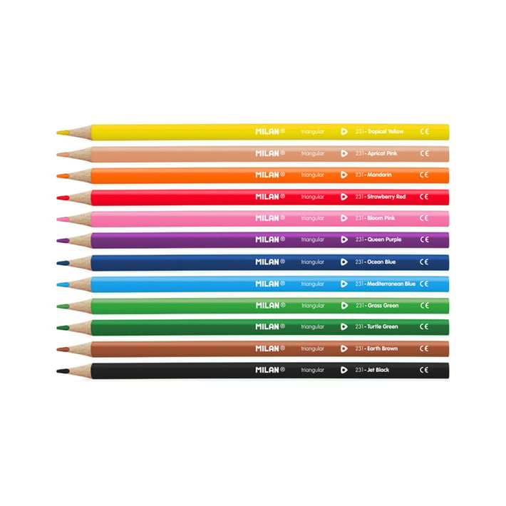 Milan Цветни моливи Triangular, 12 цвята