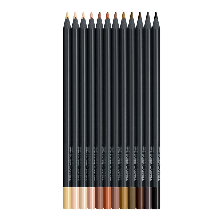 Faber-Castell Цветни моливи Black Edition, телесни нюанси, 12 цвята