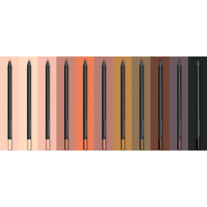 Faber-Castell Цветни моливи Black Edition, телесни нюанси, 12 цвята
